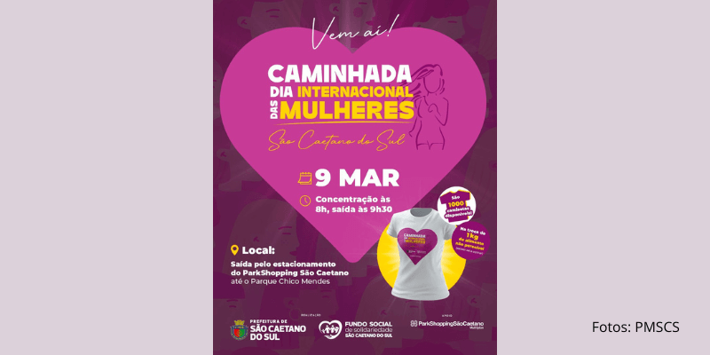 Caminhada do Dia Internacional das Mulheres acontece neste domingo em São Caetano do Sul